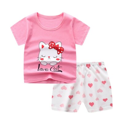NEW 6-9 MONTH SHORT SET LOVE CAT