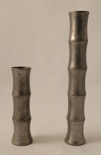 Towle Pewter Bamboo Style Bud Vases / Candlestick Holders - Bild 2 von 6