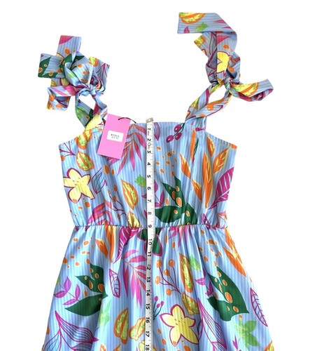 THML NWT Women’s Small Blue Tropical Floral Shoulder Tie Sleeveless Maxi Dress - Picture 12 of 15