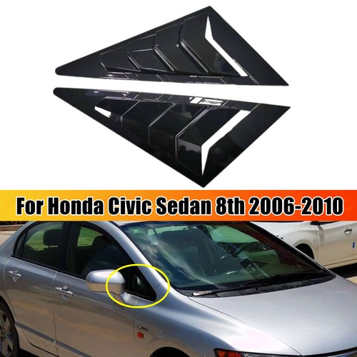 For Honda Civic Sedan 06-10 Gloss Black Front + Rear Window Scoop Louver Cover - Picture 3 of 10