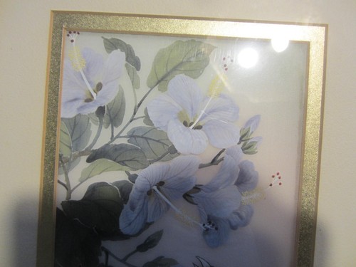 Set 2 dipinti vintage Hung Chu Lee seta cinese uccellino fiori incorniciati - Foto 5 di 17