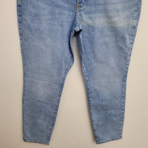 Old Navy Womens OG Straight High Rise Jeans 16 Long Light Wash Button Fly Strech - Picture 3 of 9