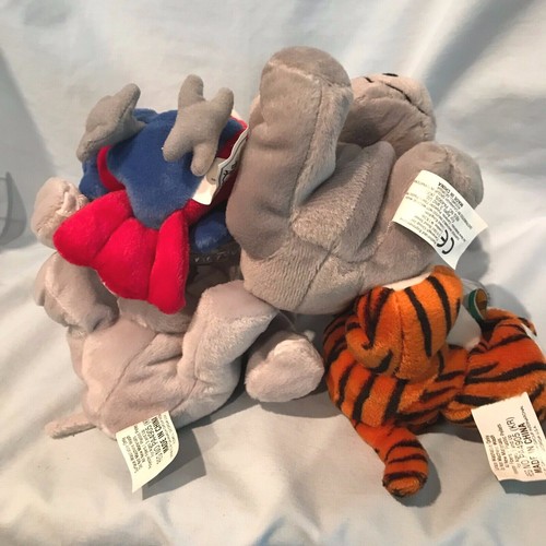 Bengal Tiger Elephant Parrot Rhinoceros Lot/4 Coke International Bean Bag $19.99 - Picture 11 of 12