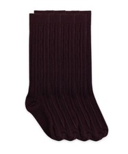 Jefferies Socks Girls School Uniform Cable Knit Dress Knee High Socks 4 Pair PK