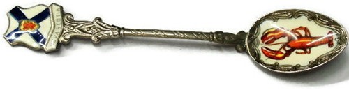 Cuchara coleccionable de recuerdos plateada langosta Nueva Escocia Checoslovaquia de colección - Imagen 9 de 9