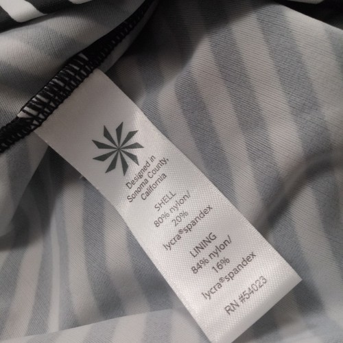 Athleta Tankini Bikini Swim Top Black White Stripe Chevron V Neck 34 B C Women - Picture 7 of 8