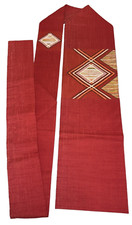 Japanese Vintage Kimono Nagoya Obi Cotton red embroidery expensive 138.5x11.8in