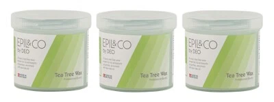 Epil & Co Tea Tree Wax Pot Tub Jar Depilatory Face Leg Body Waxing Strip 3 Pack