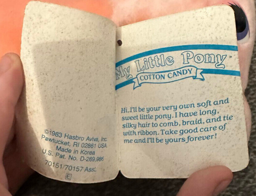 Vintage Hasbro My Little Pony Softies Plüsch Baumwolle Süßigkeiten rosa 1980er Jahre - Bild 6 von 13
