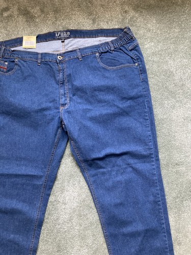 Pantalones de mezclilla elásticos azules medios con logotipos DUKE London para hombre W52” L30” nuevos con etiquetas - Imagen 3 de 11