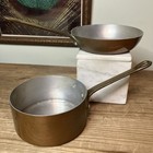 New ListingVintage Small Copper Pot + Pan Tin Lined with Brass Handles Set Of 2 Farmhouse