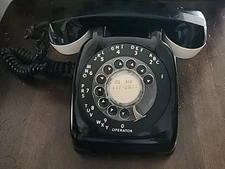 VINTAGE GTE AUTOMATIC ELECTRIC PHONE BLACK ROTARY DESK TELEPHONE 