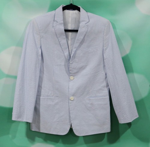 Izod Boys Size 16 Blue Pinstripe Two Button Seersucker Suit Jacket