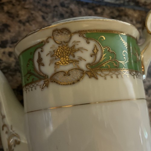 Vintage japanisches grün weiß und gold geprägt Teeservice handbemalt Japan - Bild 13 von 14
