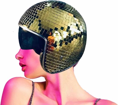 Disco Ball Helmet With Retractable Visor- Disco Cap Helmet Glitter Mirror Glass - Picture 20 of 36