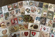 Lot of 50 Holidays Greetings Postcards~Xmas~Easter~Valentines~ Santa~etc.~p746