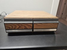 2 VTG Drawer VHS Cassette Tape Holder 24 Each Videotape Storage Case Faux Wood