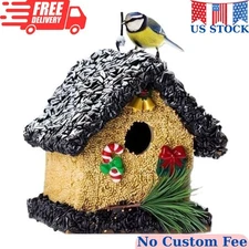 2026 Edible House Birdseed, Wood Bird Houses Covered with Wild Birdfood
