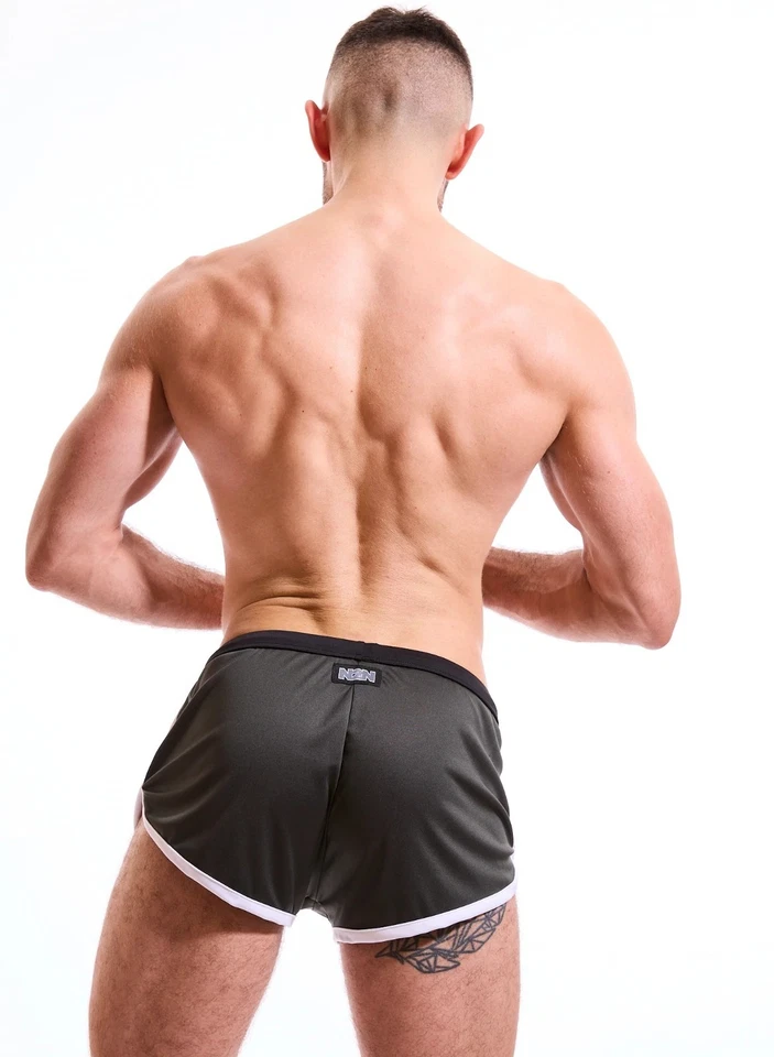 Pantalón corto N2N Bodywear deportivo dividido para hombre, talla M verde oliva oscuro - Nuevo con etiquetas Foto 4 de 4