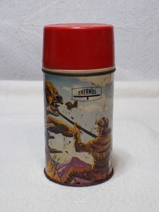 1965 Thermos Brand Daniel Boone Starring Fess Parker Thermos. Very Worn