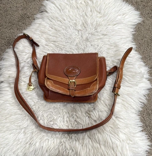 Vintage USA Dooney & Bourke Handbag Crossbody Pebbled Leather All Weather  Brown