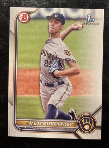 2022 Bowman 1st rookie Jacob Misiorowski #132 Brewers MLB Baseball RC card - Afbeelding 1 van 2