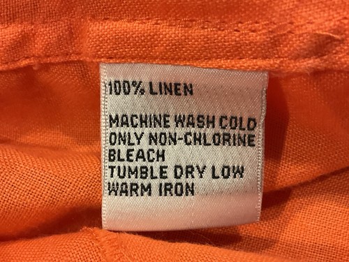 TALBOTS, Sz Small, Orange, Irish Linen, Button Down, Blouse with 3/4 Sleeve. - Picture 4 of 15