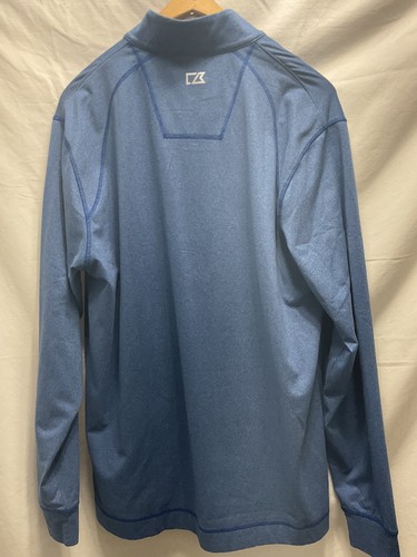 CUTTER & BUCK Drytec KC 2015 World Series Champs LS 1/4zip blue heather Baseball - Picture 12 of 21