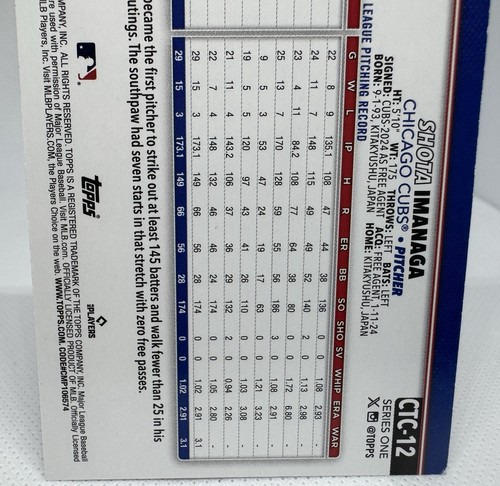 Shota Imanaga #CTC-12 - 2025 Topps Costco Companion Card Image Variation SP - Picture 6 of 8