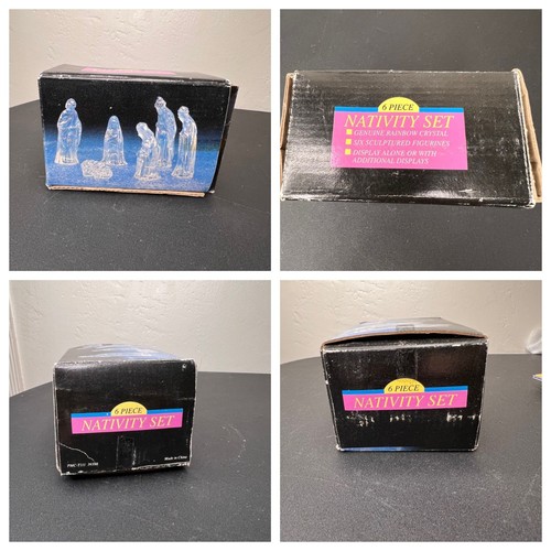 6 Piece Genuine Rainbow Crystal Nativity Set With Sculptured Figures & Box - Picture 10 of 21