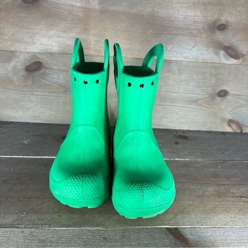 Crocs Handle It Niños Juventud Talla 8 C Zapatos Verde Pull On Confort Botas de Lluvia - Imagen 5 de 8