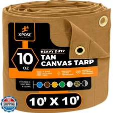 Xpose Safety Canvas Tarp - 10oz Tan Canvas Tarps Heavy Duty Water