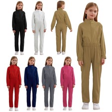 Kids Girls Jumpsuit Mechanic Overalls Long Sleeve Bodysuit Rompers Streetwear