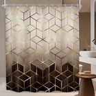  Vintage Marble Shower Curtain Abstract Fabric 72"W x 84"L (Pack of 1) Brown