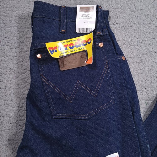 Vintage 80s DEADSTOCK Wrangler ProRodeo Cowboy Cut Jeans 28x36 Competition Blue - Bild 3 von 12