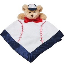 15" Lovey Blankets Teddy Bear - Baseball White & Blue