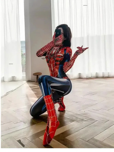 Sexy schwarze Katze Superheld Cosplay Kostüm für Spinne Damen Halloween Kostüm - Bild 26 von 26