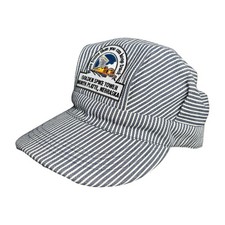 Vintage Hickory Stripe Engineer Conductor SnapBack Hat Nebraska