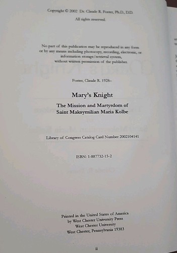 Mary's Knight : The Mission & Martyrdom of Saint Maksymilian Maria Kolbe 2002 HC - Foto 5 di 6