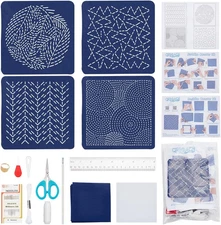 4 Set Sashiko Coaster Kit Water Soluble Embroidery Patterns Full Embroidery Kit