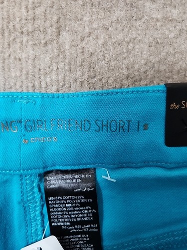 Chico’s So Slimming Girlfriend Shorts Womens 2 US 12 Teal Roll Cuff Stretch NEW - Picture 9 of 11