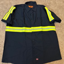 Red Kap Hi-Visibility SAFETY Shirt Blue Reflective Size XL Short Sleeves NWOT