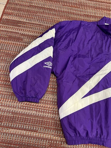 Vintage Umbro Puffer Jacket Adult XL Purple Big Logo Graphic 90s - Picture 2 of 15