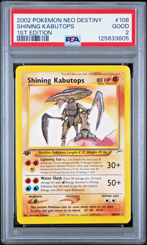PSA 2 1ST EDITION 2002 Neo Destiny Shining Kabutops 108/105 Holo Foil Pokemon - Picture 1 of 2