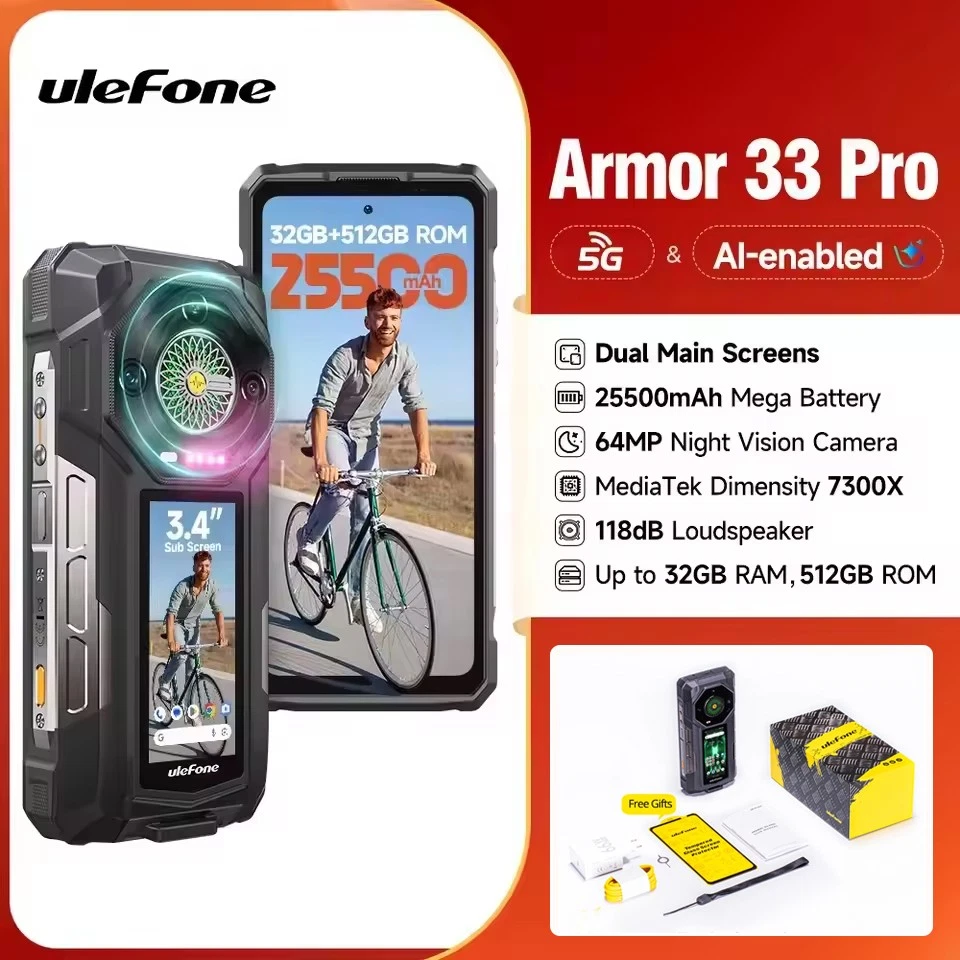 Teléfono resistente Global Ulefone Armor 33 Pro 5G 6,95 pulgadas 25500 mAh 64 MP visión nocturna Foto 2 de 4