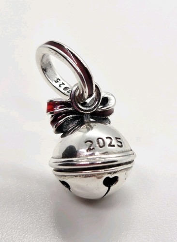 🩷 Jingle Bell Red Bow Dangle Charm Pendant Genuine S925 Sterling Silver🩷 - Picture 6 of 7
