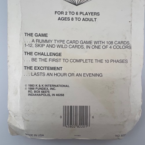 Vintage 1986 Fundex Phase 10 Card Game USA Cards & Instructions Sealed - Picture 8 of 9