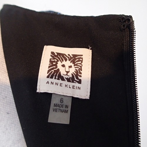 Vestido Anne Klein Negro Azul Talla 6 Carrera Iglesia con Cinturón Vacaciones Sin Mangas - Imagen 9 de 18