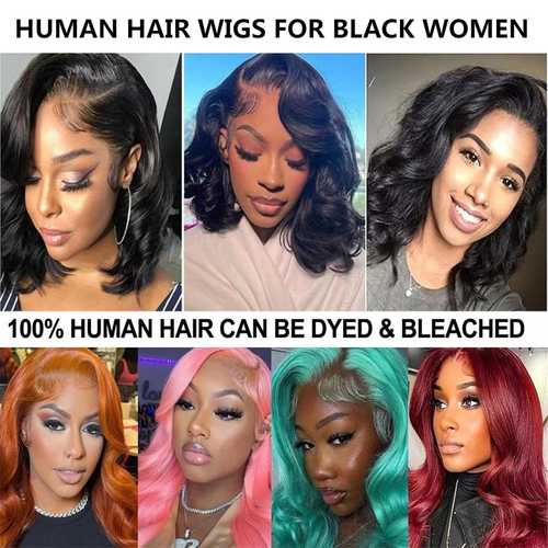 Women Wigs Human Hair Short Bob 13X4 Lace Front Pre Plucked for Black Glueless - Picture 4 of 12
