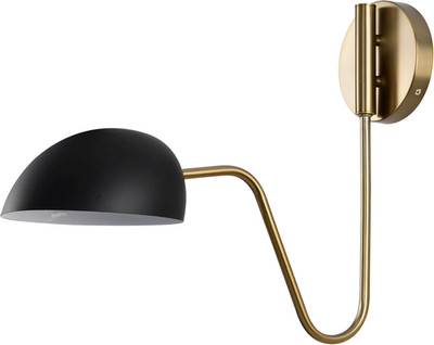 Mid-Century Modern 1-Light Wall Sconce in Matte Black/Burnished Brass Finish